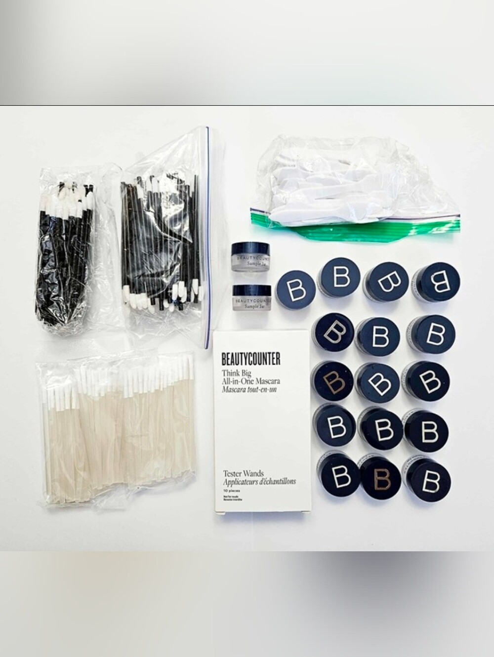 *Beautycounter* Lots Of Tester Brushes, Sample Jars, Wands, Spatulas, Etc.